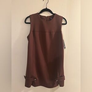 NWT Women's BCBG Size 4 Chocolate Brown Sleeveless Mini Dress w/Side Slits